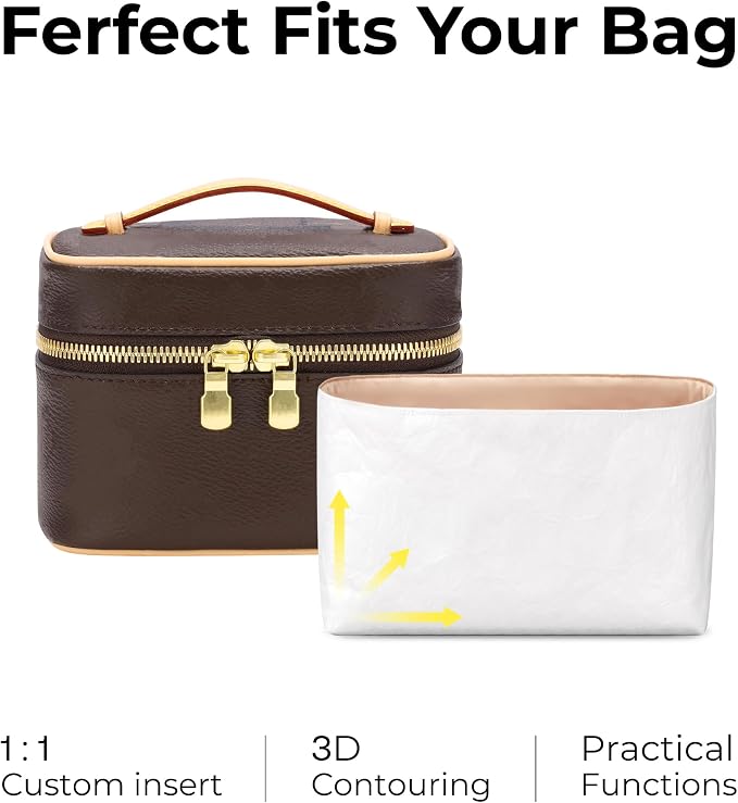 Lightweight Purse Organizer Compatible with LV Nice Nano | Handcrafted DuPont™ Tyvek®, Vanile Purse Handbag Organizer Insert, Precision 1:1 Custom Fit for Work, Travel & Daily Carry - Image 3
