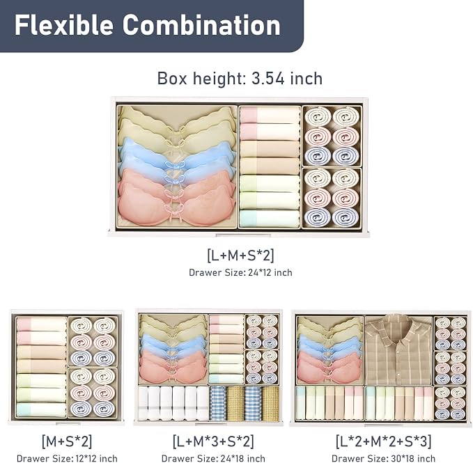 DIMJ Drawer Organizer Clothes - 30 Pack Closet Drawer Organizer Bins for Baby Clothes Storage, Fabric Dresser Organizer for Nursery Bedroom, Foldable Small Drawer Dividers for Underwear Socks - Image 4