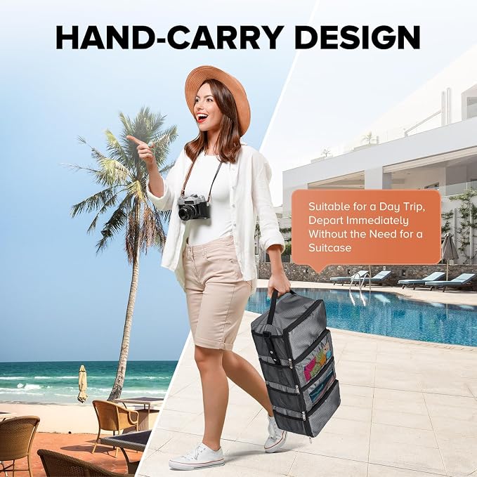 Suitcase Organizer, Travel Luggage Organizer Hanging Shelves Packing Cube Closet/Collapsible Portable Travel Organizer for Carry-on - Image 5