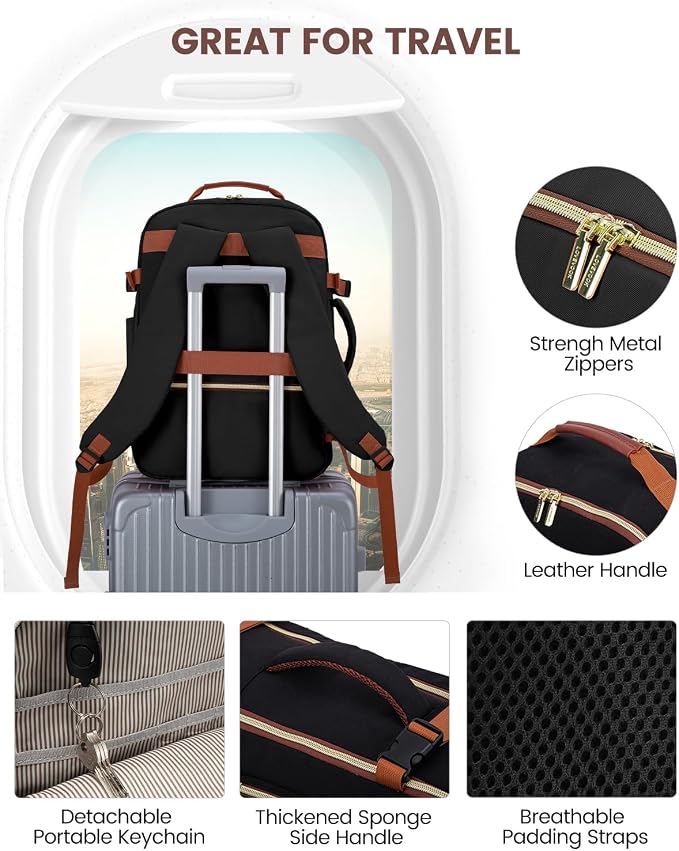 LOVEVOOK 50L Travel Backpack for Women & Men, Airline Approved Carry On Luggage with 3 Packing Cubes, TSA Overnight Bags, Waterproof Personal Item Bag, Weekender Essentials Backpacks fits 17" Laptop - Image 7