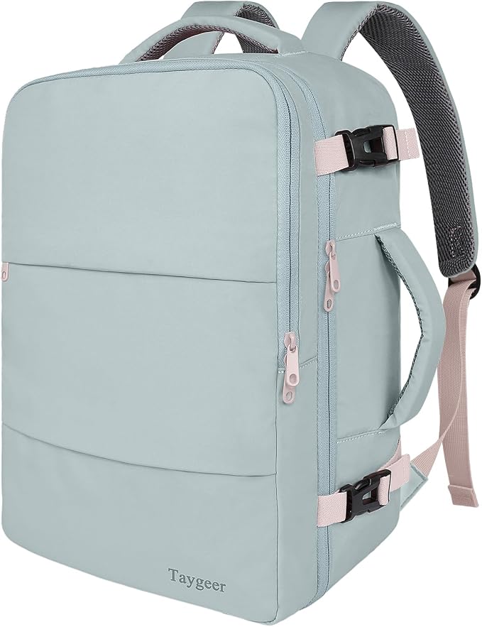 Taygeer Personal Item Backpack for Men Women, Travel Backpack Carry on | Carry on Luggage Flight Approved with Water Bottle Pocket & Shoe Pouch, Large Weekender Work Bag for Hiking Gift, Gray Powder - Image 8