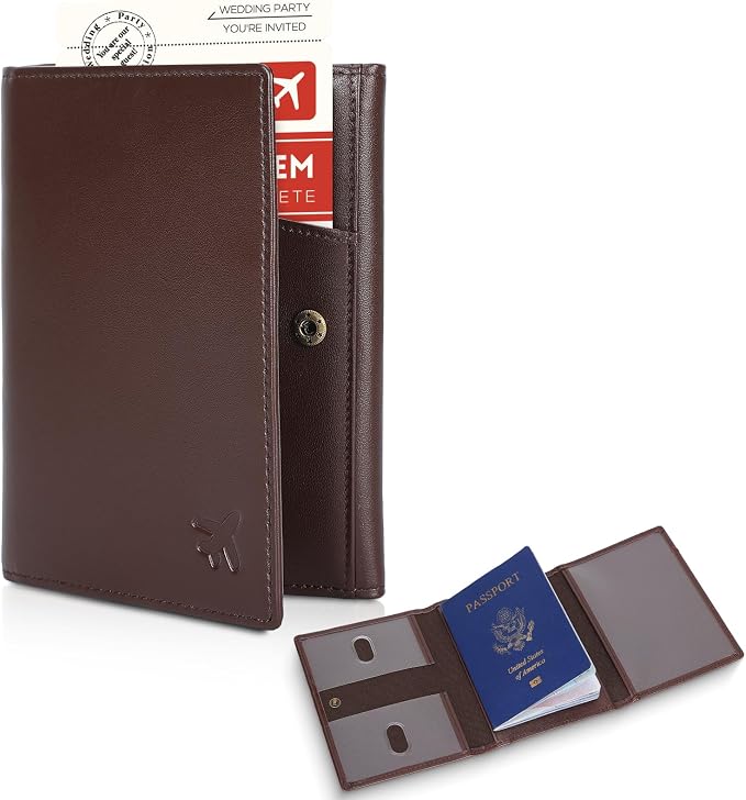 Polare Napa Leather Pilot Wallet Passport Holder RFID Blocking Tri-fold Travel Cover Document Organizer for Aviation Professionals (Coffee) by polareoriginal
