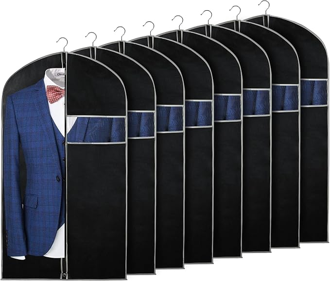 Syeeiex 40" Garment Bag, Set of 8 Suit Bag, Garment Bags for Hanging Clothes, Suit Covers Bags for Men or Women, Dress Bags for Storage Suits, Shirts,T-shirts and Jackets on Closet by syeeiex