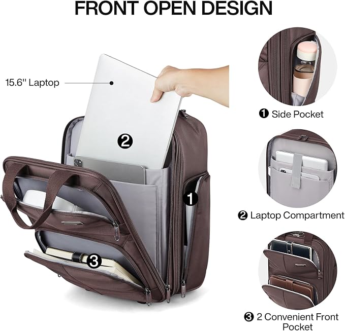 Hanke Expandable Underseat Carry on Luggage for Airplanes,Small Rolling Softside Suitcase Travel Luggage Personal Item Bag,Lightweight luggage bags for travel,Coffee,16-Inch - Image 5