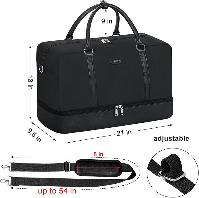 IBFUN Weekender Bags for Women, 21" Weekender Travel Bag, Travel Duffle Bag with Shoe Compartment Carry on Overnight Duffel Bag for Weekend Travel Business Trip - Image 4