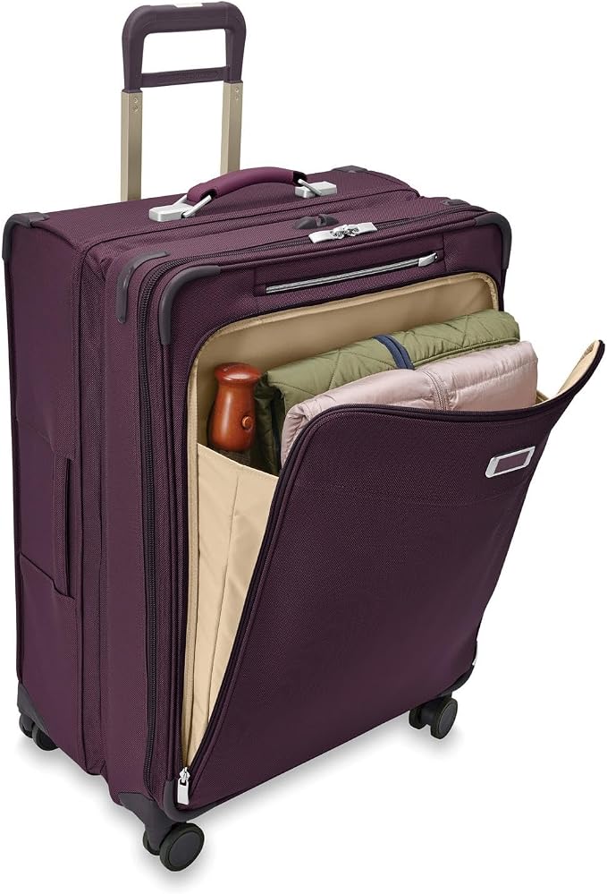 Briggs & Riley 29" Large Expandable Spinner - Checked Luggage for Travel, Suitcases with Wheels, Softside Rolling Bag for Men & Women, Self-Repairing Zipper - Baseline Collection, Plum - Image 4