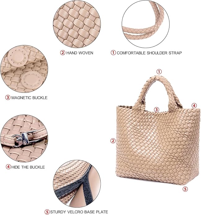 JINMANXUE Fashion Woven Bag Shopper Bag Travel Handbags and Purses Women Tote Bag Large Capacity Shoulder Bags - Image 6