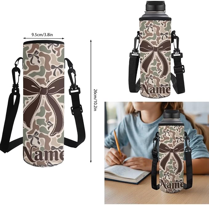 Bow Camo Custom 17 Inch Kids School Backpack Set 4Pcs, Lunch Bag | Water Bottle Holder, Lightweight 600D Fabric, Multi Pockets, for Elementary Middle High School Daily Use - Image 7