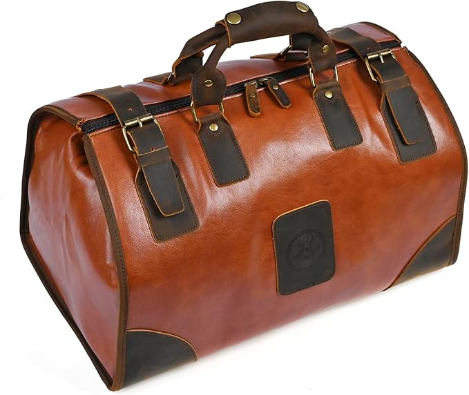 Canvas + Leather Travel Luggage Tote Duffle Gym Suitcase Weekender Overnight Bag For Men Male FB8151 (8151-Coffee) by Handadsume