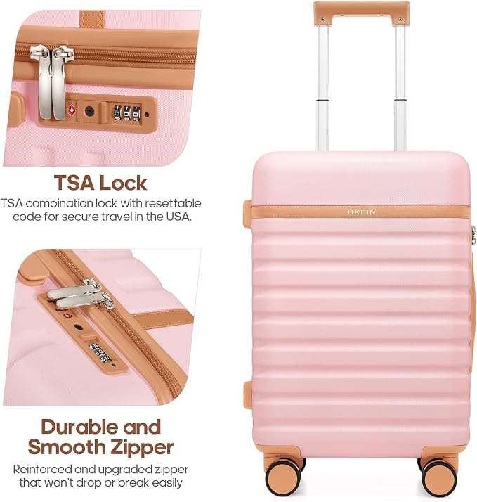 3 Piece Luggage Set, Durable ABS Hardshell Carry On Suitcase Set with Silent Spinner Wheels, YKK Zipper & TSA Lock, Lightweight Large Travel Checked Luggage,20/24/28 Inch - Image 6