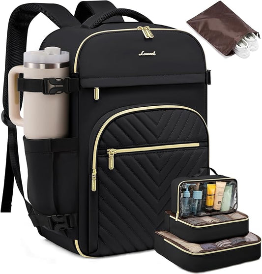 LOVEVOOK Large Travel Backpack for Women, 50L Carry on Backpack for Airplanes, TSA Personal Item Travel Bag for Women fits 18" Laptop, Waterproof Carry on Bags with 4 Packing Cubes by LOVEVOOK