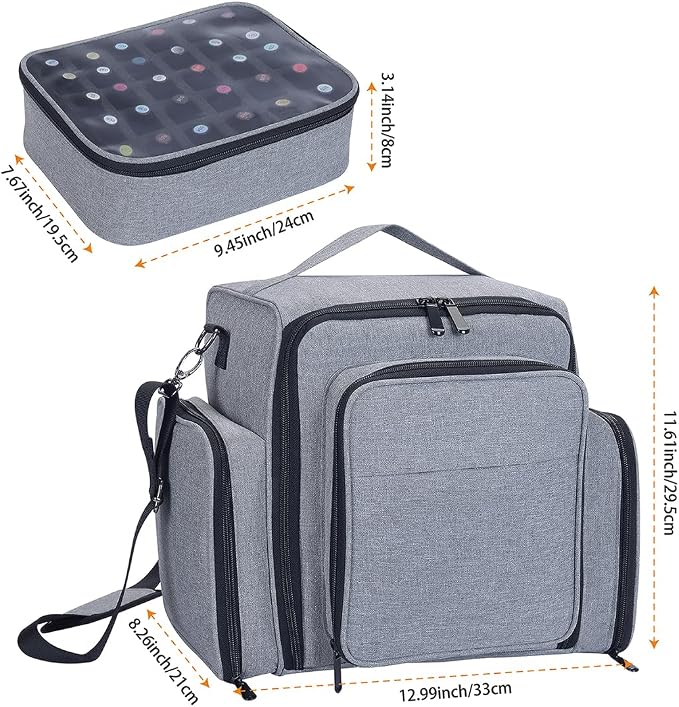 Nail Polish Organizer Case Hold 60 Bottles with 2 Detachable Bag,Grey | Portable Travel Storage Box Designed for Women's Nail Tools, Essential Oils and Cosmetics Sets - Image 2