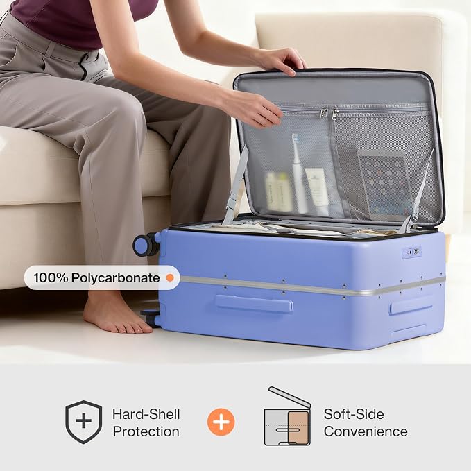 mixi 20 Inch Carry On Luggage 22x14x9 Airline Approved PC Hard Shell Suitcase Top Opening Aluminum Frame Travel Suitcases with Wheels, Lilac Purple - Image 4