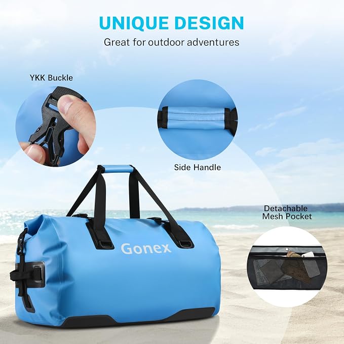 Gonex Extra Large Waterproof Dry Duffel Bag, Roll-Top PVC Gear Bag | Waterproof PVC, Roll-Top Closure, Wet Pocket, Shoulder & Hand Carry, Kayaking, Paddleboarding, Travel - Image 4