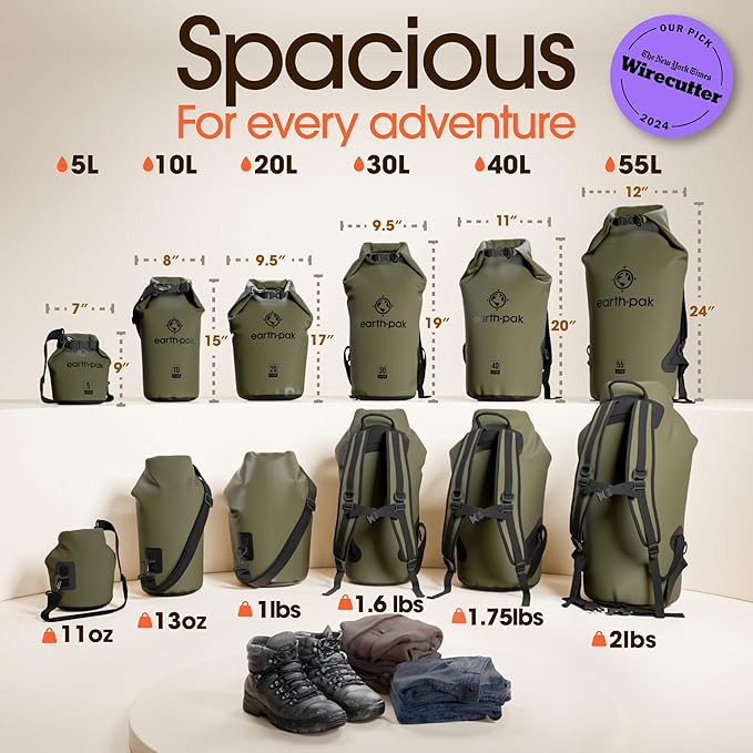 Earth Pak Waterproof Dry Bag - Roll Top Waterproof Backpack Sack Keeps Gear Dry for Kayak with Waterproof Phone Case - Image 2