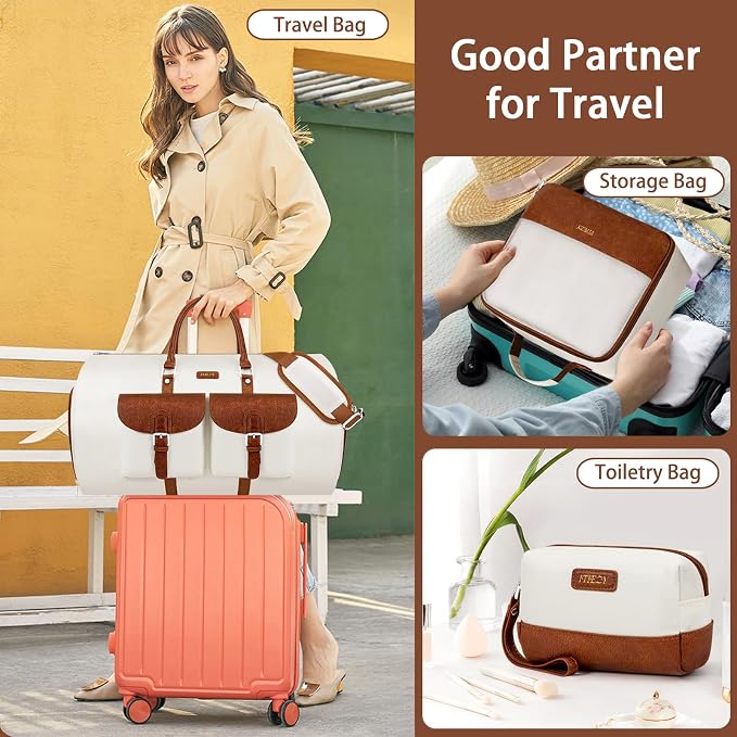 Garment Duffle Bag for Travel - Convertible Carry on Garment Duffel Travel Bag for Women Men Large Weekender Bag with Shoes Pouch 2 in 1 Hanging Suit Travel Duffel Bag 3pcs Set - Image 2