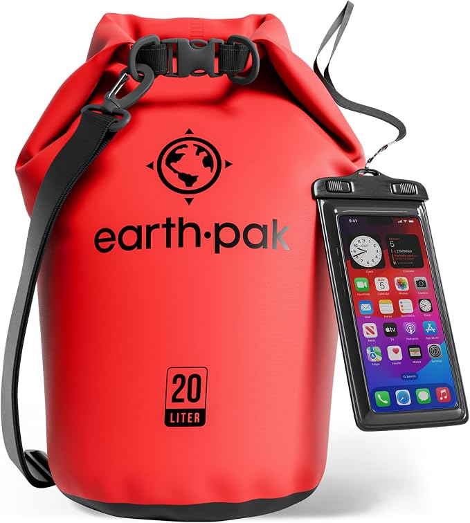 Earth Pak Waterproof Dry Bag - Roll Top Waterproof Backpack Sack Keeps Gear Dry for Kayak with Waterproof Phone Case by earthpak