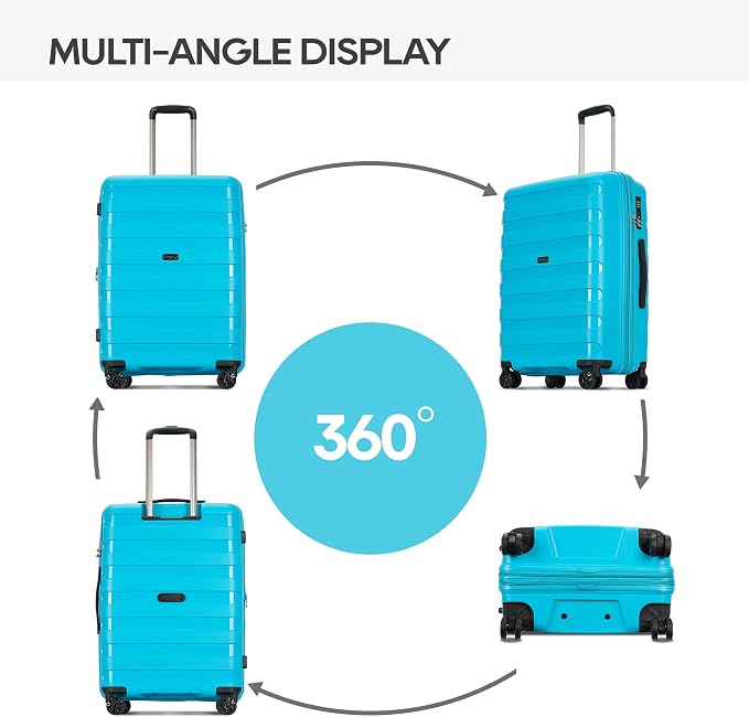 GinzaTravel PP material 3-piece expandable luggage sets with Spinner Wheels， Suitcase with TSA Lock，Large Luggage for Family Travel carry on 20/24/28，Lake Blue color - Image 8