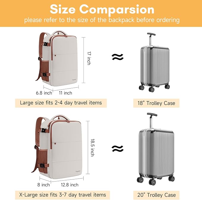 Taygeer Backpack for Women, College Backpack with Laptop Compartment | Travel Laptop Mochila Carry On Luggage with Shoe Pouch, Airline Approved Personal Item Bag For Weekender Hiking, Khaki White - Image 6