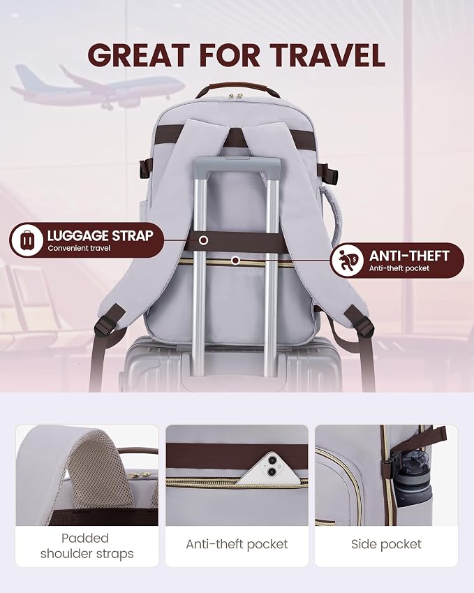 LOVEVOOK 40L Travel Backpack Flight Approved Carry on Backpack,3 Packing Cubes,Waterproof Personal Item Travel Bag,TSA Carry on Luggage Suitcase Travel Essentials,Gifts for Women & Men,fits 17" Laptop - Image 6