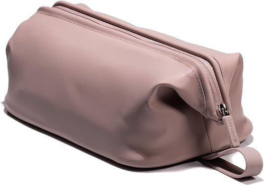 LINE+ARC Easy-to-Clean Silicone Dopp Kit (As Seen in Glamour and GQ) Extra-Wide Opening Anti-Stain (Mauve, 3.5L) Toiletry Bag Travel Set Makeup Organizer Cosmetics Case Fabric Simple Hang Loop by LINEARC