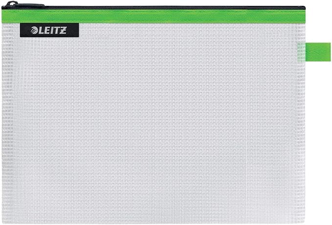 Leitz Wow Travel Pouch, Water Resistant, Translucent, Ideal for Visible Storage and Organisation, Medium (A5) - Green by Leitz