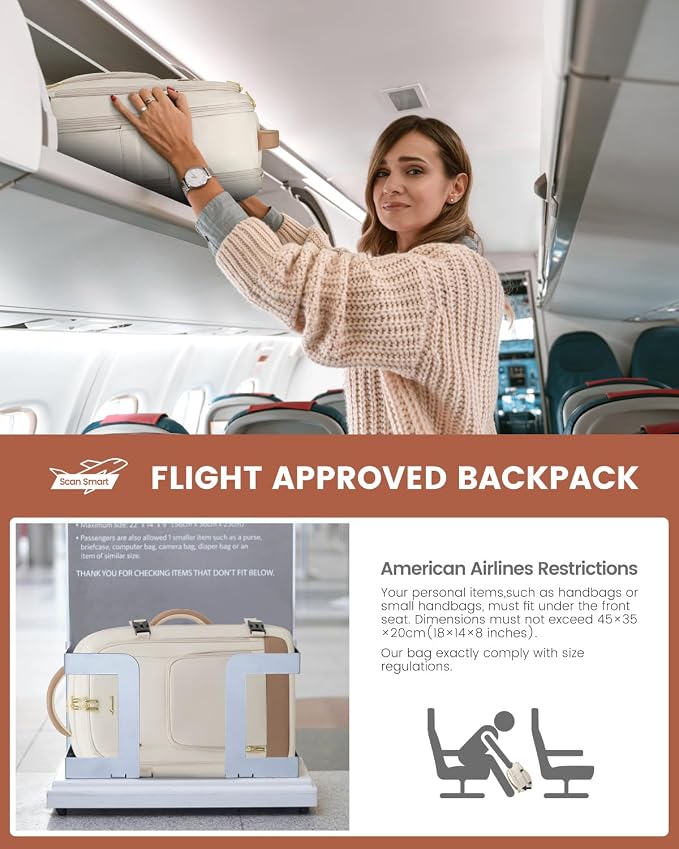 LOVEVOOK 40L Travel Backpack for Women Flight Approved, Carry on Backpack for Airplanes, TSA Personal Item Travel Bag, Waterproof 17 Inch Laptop Backpack, Business Weekender Overnight Daypack, 3Pcs - Image 7
