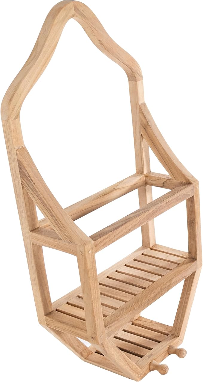 NORDIC STYLE TEAK Wood Natural Hanging Shower Caddy with Storage Shelves, Water Resistant, Easy to Place, Solid Teak Wood, Shower Accessory (Natural Víður) - Image 2