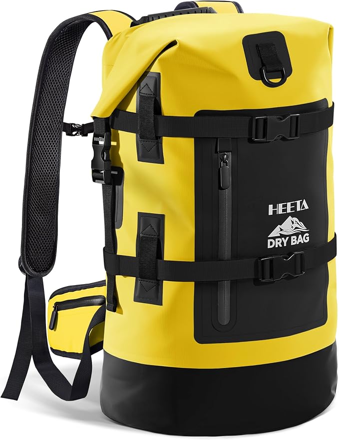 HEETA Dry Bags Waterproof Backpack 40L for Men & Women, Roll Top Heavy Duty Cushioned Hiking Backpack for Kayaking Boating Paddle Boarding Fishing Travel Camping Beach Vacation Cruise Ship Essentials by HEETA