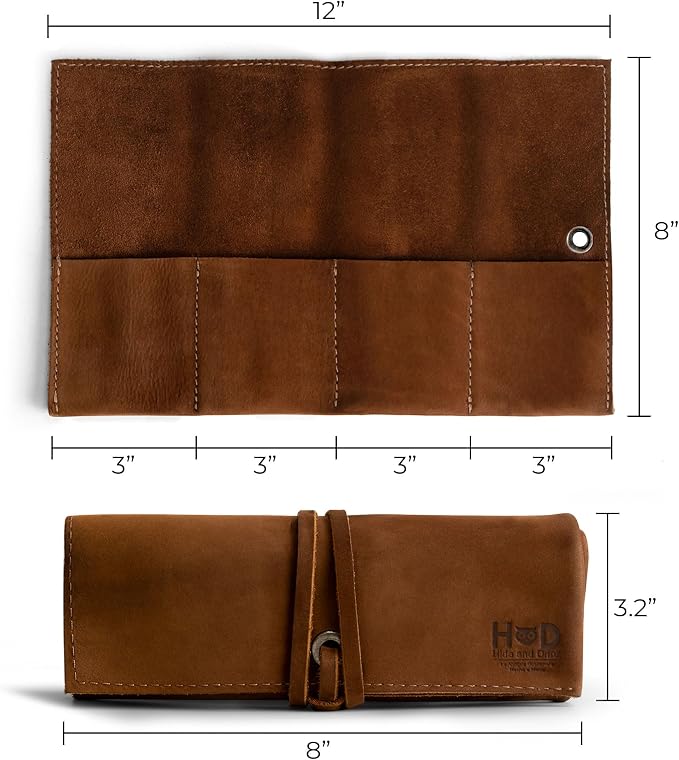 Hide & Drink, Leather Watch Roll Organizer Handmade from Full Grain Leather, Holds Up to 4 Watches, Easy Carry On Watchlover Storage (Swayze Suede) - Image 4
