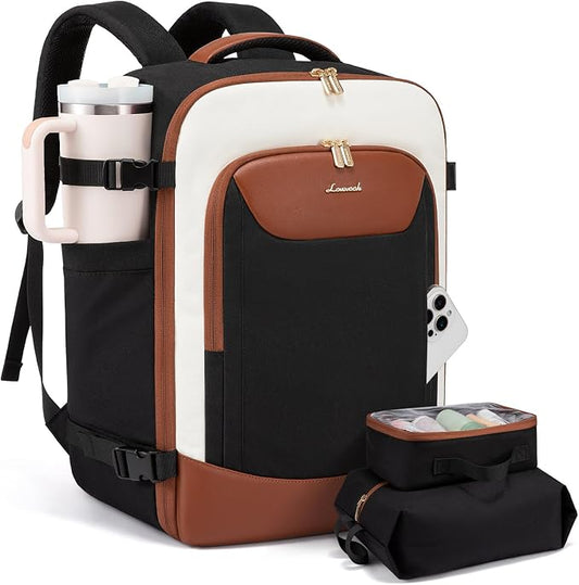 LOVEVOOK 50L Travel Backpack for Women Men, Large Carry on Backpack for Airplanes TSA Personal Item Travel Bag fits 17.3" Laptop, Waterproof Weekender Essentials Airline Approved with 2 Packing Cubes by LOVEVOOK