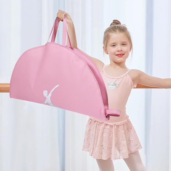 LOVEGRASS Tutu Garment Bag for Kids, 35" Tutu Bag for Hanging Clothes, Pancake Dance Bag for Dance Costume, Round Ballet Bag with 3 Handles for Children Girls, Pink - Image 6