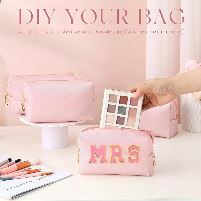 20 Pcs Preppy Makeup Bags PU Leather Cosmetic Pouch with Zipper Waterproof Make up Bags Toiletry Beauty Container for Women Bridal Shower Favors End of the Year Teacher Gifts(Rose Gold) - Image 4