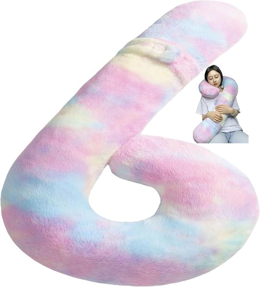 Car Travel Pillow, car Pillow for Kids and Adults, Ergonomic Travel Pillow Providing Neck and Body Support, a Sleep aid, Children's Travel Pillow-Rainbow Powder by ZXMCJD