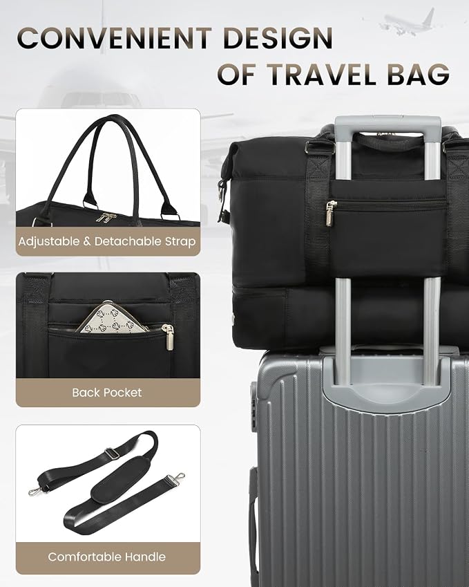 LOVEVOOK Travel Bag Weekender Bags for Women, Carry on Overnight with Shoe Compartment,Duffle Bag with Laptop Pocket,Hospital for Labor Delivery,Gym Tote with Toiletry - Image 6