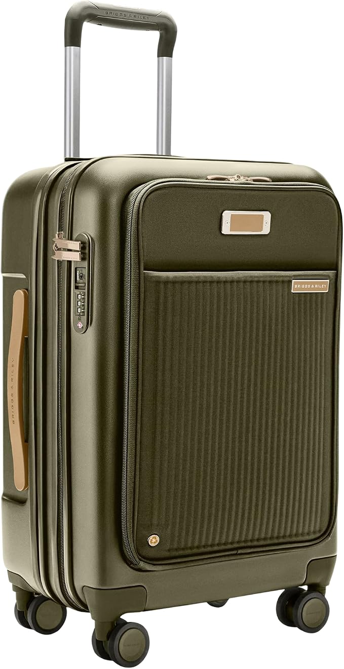 Briggs & Riley Essential 22 Inch Carry On Luggage Suitcase - Hardshell Luggage with Front Opening Pocket - Laptop Compartment - Compression Packing & Spinner Wheels - Sympatico Collection - Olive by Unknown
