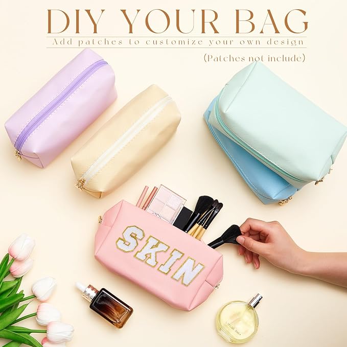 Kigeli Aesthetic Makeup Bags PU Leather Cosmetic Pouches Waterproof Plain Toiletry Bags Makeup Pouches Bulk for Women Party Gift Travel Storage Organizer(Vivid Color,7.1 x 2.8 x 4.3 in) - Image 4