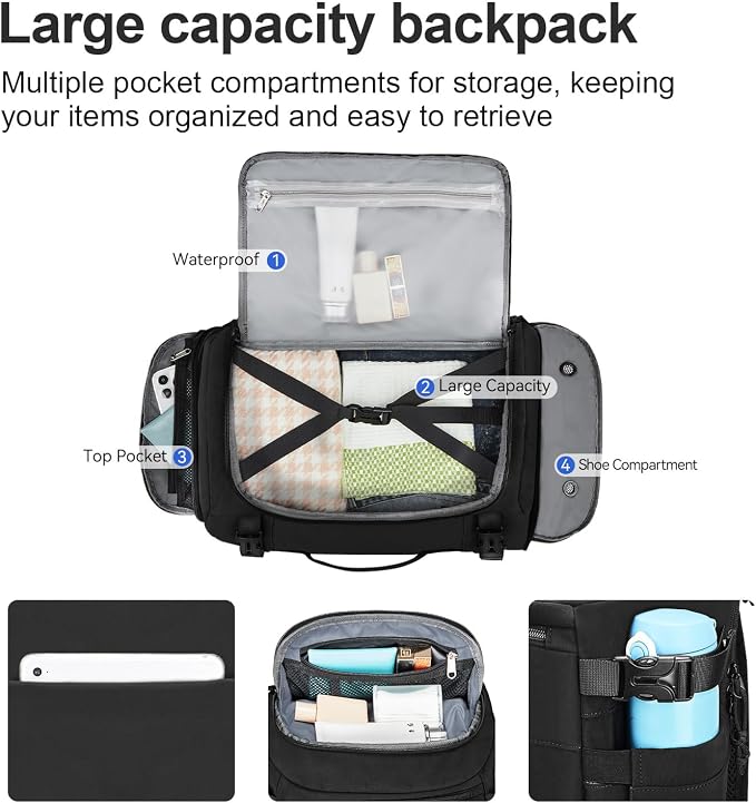 Carry On Travel Backpack Flight Approved Laptop Backpack for Women Men | Personal Item Travel Bag, Casual Weekender Daypack with Wet Pocket for Business, Hiking - Image 3
