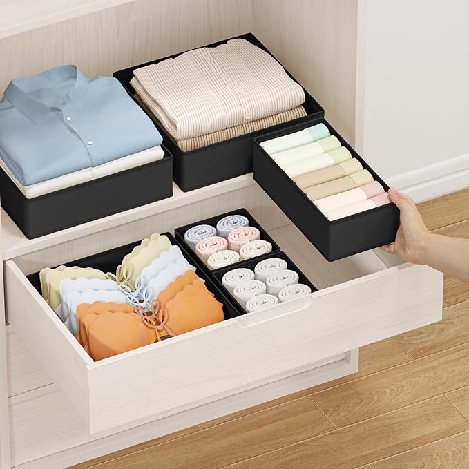 DIMJ Drawer Organizer Clothes Storage - 24 Pack Baby Dresser Organizer for Nursery, Small Fabric Closet Drawer Organizer Bins for Underwears Socks, Foldable Storage Dividers Organization for Bedroom - Image 4