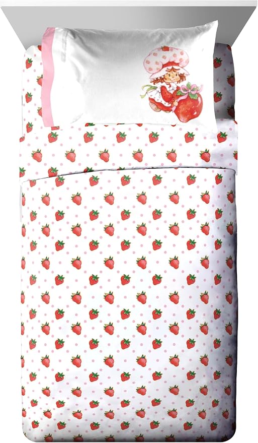 Strawberry Shortcake Twin Comforter Set 5 Piece Kids Bedding, Pink | Bed in a Bag, Comforter Sheets Sham Pillowcase, Official Brand, Soft Microfiber, Machine Washable, Easy Care, Girls Gift - Image 2