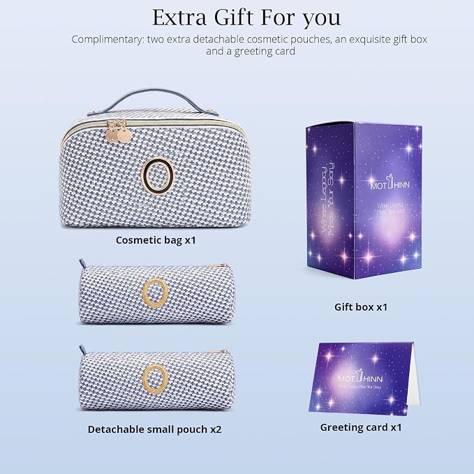 Personalized Gift Travel Makeup Bag: Initial Makeup Organizer Bag for Women | 3-in-1 Custom Make up Bag Set - Vegan Leather Travel Cosmetic Bag - Luxury Gift for Women – Birthday, Anniversary, Graduation - Image 5