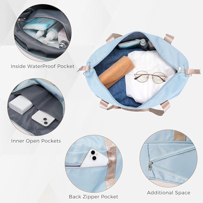 4-Piece Luggage Set, Suitcase with TSA Lock Travel Duffel Bag Wet-Dry Toiletry Bag, Blue - Image 5