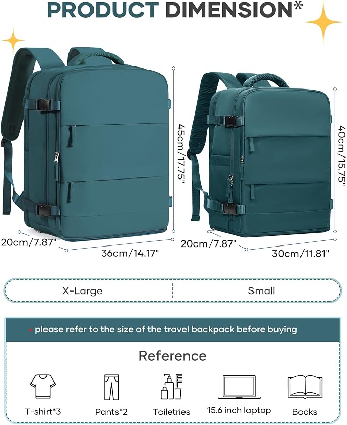 coofay Large Travel Backpack Carry on Flight Approved Mochila De Viaje Carry on Backpack for Airplanes Spirit Airlines Personal Item Bag 18x14x8 Inches Travel Bag Traveling Backpack for Women Men - Image 3