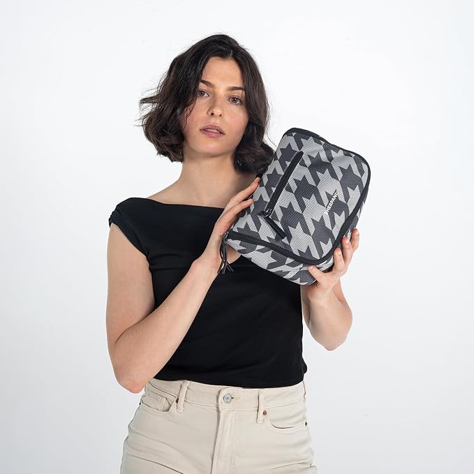 Sherpani Co-Pilot, Travel Toiletry Bag, Hanging Cosmetic Organizer, Water Resistant Makeup Bag, Shower Dopp Kit, Essentials Toiletries for Women, Travel Gift (Houndstooth) - Image 2