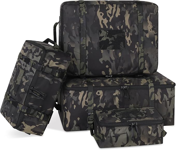 PETAC GEAR 4 PCS Tactical Modular Packing Cubes with Waterproof Material, Large Capacity Storage Bag, Easy Clean Outdoor Travel Organize Storage Pouches Bags (MCBK) by PetacGear