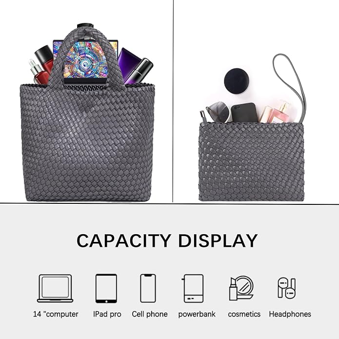 JINMANXUE Fashion Woven Bag Shopper Bag Travel Handbags and Purses Women Tote Bag Large Capacity Shoulder Bags - Image 5