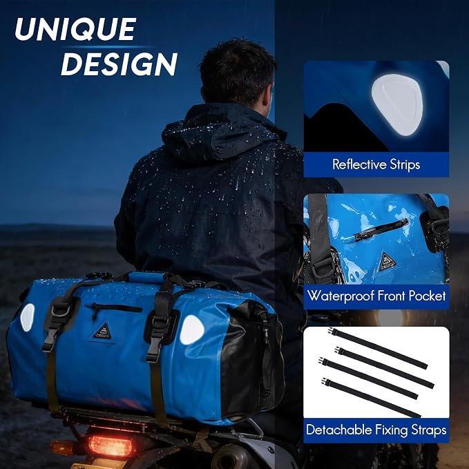 Haimont Waterproof Duffel Bag Roll-top Dry Duffel Bag with Quick-fixed Straps for Motorcycling, Rafting, Boating, SUP, Kayaking, Travel, 50L/70L - Image 3
