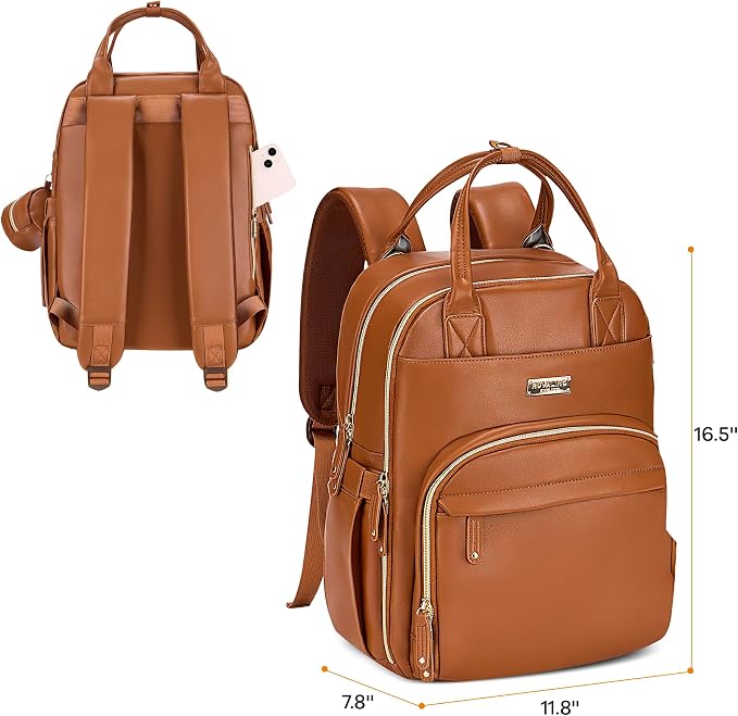 RUVALINO Diaper Bag Backpack, Multifunction Travel Pack Maternity Baby Changing Bags, Large Capacity, Waterproof, Brown - Image 8