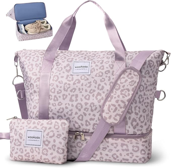 WOOMADA Weekender Bag for Women, Travel Duffel Bags with Shoe Compartment & Wet Pocket, Personal Item Bag for Airlines by WOOMADA