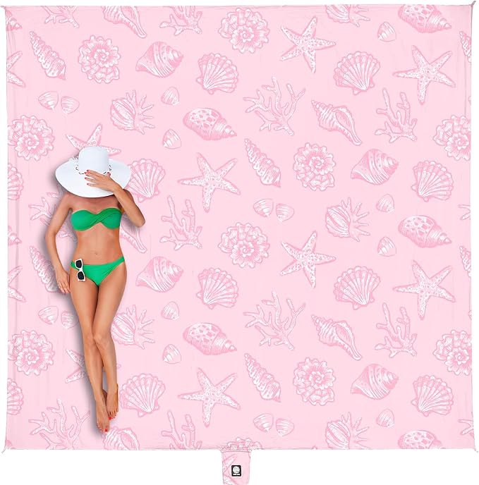 WEKAPO Beach Blanket Waterproof Sandproof Oversized, Extra Large Beach Mat Sand Free, Lightweight & Compact Sand Free Mat with 5 Stakes & 4 Corner Pockets by Wekapo